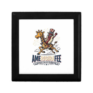 Funny Amerigiraffee Patriotic Giraffe Hot Dog Shir Gift Box
