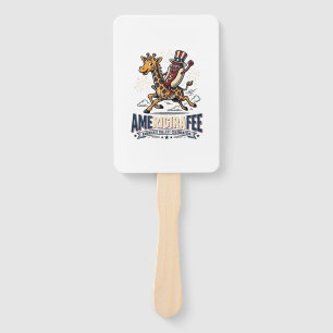 Funny Amerigiraffee Patriotic Giraffe Hot Dog Shir Hand Fan