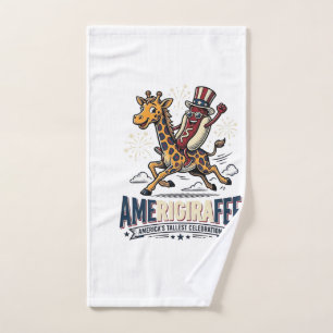 Funny Amerigiraffee Patriotic Giraffe Hot Dog Shir Hand Towel