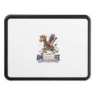 Funny Amerigiraffee Patriotic Giraffe Hot Dog Shir Hitch Cover