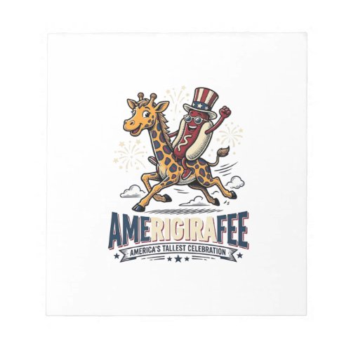 Funny Amerigiraffee Patriotic Giraffe Hot Dog Shir Notepad