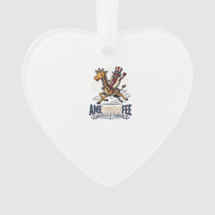 Funny Amerigiraffee Patriotic Giraffe Hot Dog Shir Ornament