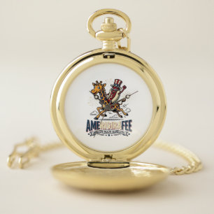 Funny Amerigiraffee Patriotic Giraffe Hot Dog Shir Pocket Watch