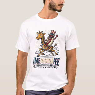 Funny Amerigiraffee Patriotic Giraffe Hot Dog Shir T-Shirt