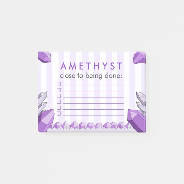 Funny Amethyst Crystal To Do Checklist Post-it Notes (Front)