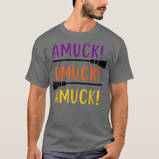 Funny Amuck Broom Witch Vibes Spooky Season Hallow T-Shirt