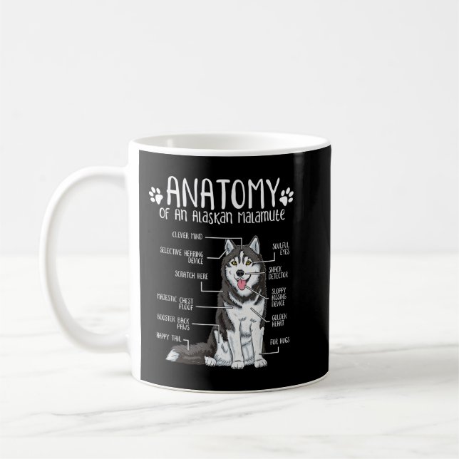 Funny Anatomy Alaska Malamute Dog Lover Coffee Mug (Left)