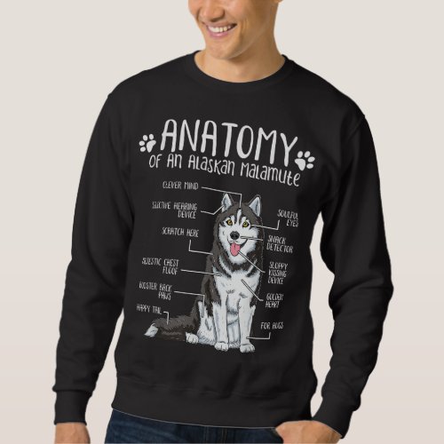 Funny Anatomy Alaskan Malamute Dog Lover Sweatshirt