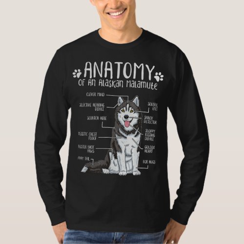 Funny Anatomy Alaskan Malamute Dog Lover T_Shirt
