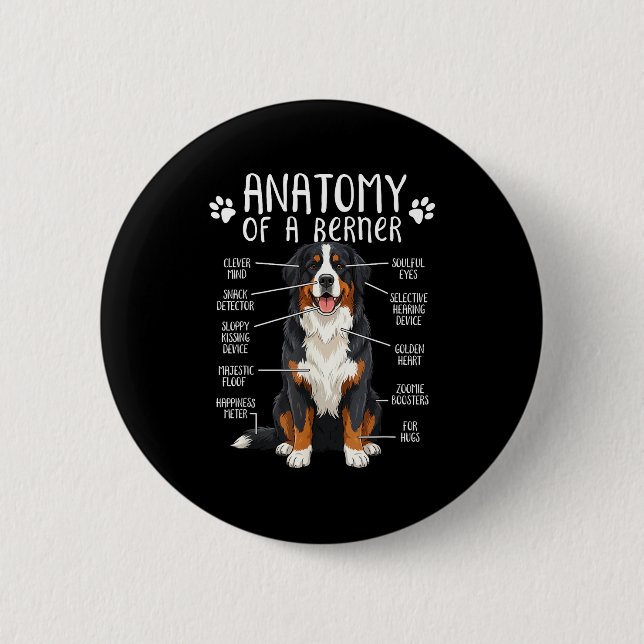 Funny Anatomy Bernese Mountain Dog Cute Berner Lov Button (Front)