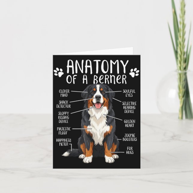 Funny Anatomy Bernese Mountain Dog Cute Berner Lov Card (Front)