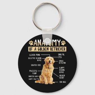 Funny Anatomy Golden Retriever Dog Lover Gift Keychain