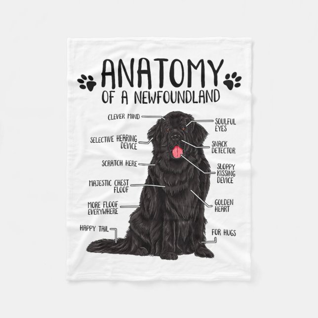 Funny Anatomy Newfoundland Dog Cute Newfie Lover  Fleece Blanket (Front)