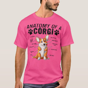Funny Anatomy Of A Corgi Dog Animals Lover Owner M T-Shirt