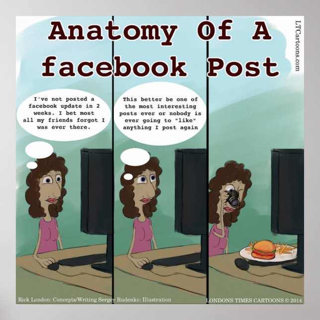 Funny Anatomy Of A facebook Post Poster (Front)