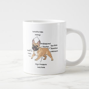 Funny Anatomy of a French Bulldog Illustration Giant Coffee Mug