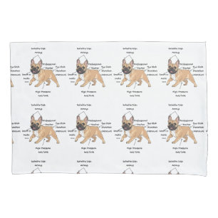 Funny Anatomy of a French Bulldog Illustration Pillow Case