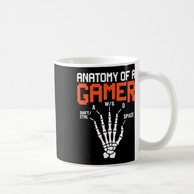 Funny Anatomy Of A Gamer Skeleton Hand Gaming  Coffee Mug (Right)