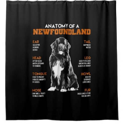 Funny Anatomy Of A Newfoundland Dogs Shower Curtain