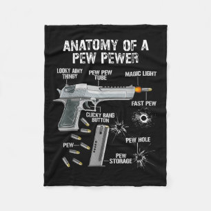 Funny Anatomy Of A Pew Pewer - Ammo Gun - Amendmen Fleece Blanket