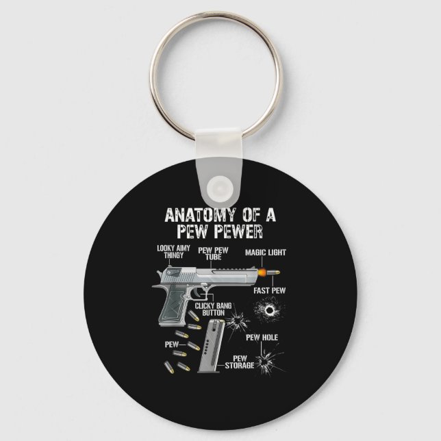 Funny Anatomy Of A Pew Pewer - Ammo Gun - Amendmen Keychain (Front)