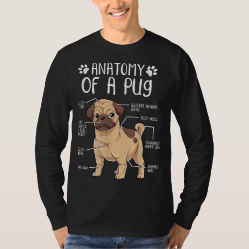 Funny Anatomy Pug Dog Pug Lover T_Shirt