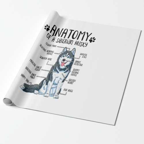Funny Anatomy Siberian Husky Dog Lover Gift Wrapping Paper