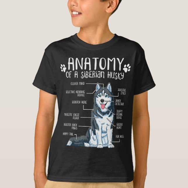 Funny Anatomy Siberian Husky Dog Lover T-Shirt (Front)