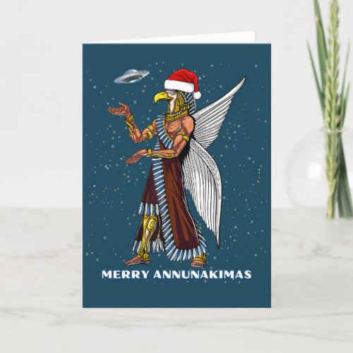 Funny Ancient UFO Annunaki Alien Christmas Card