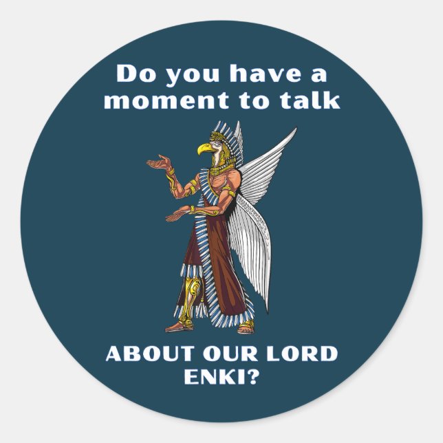 Funny Ancient UFO Annunaki Alien Classic Round Sticker (Front)