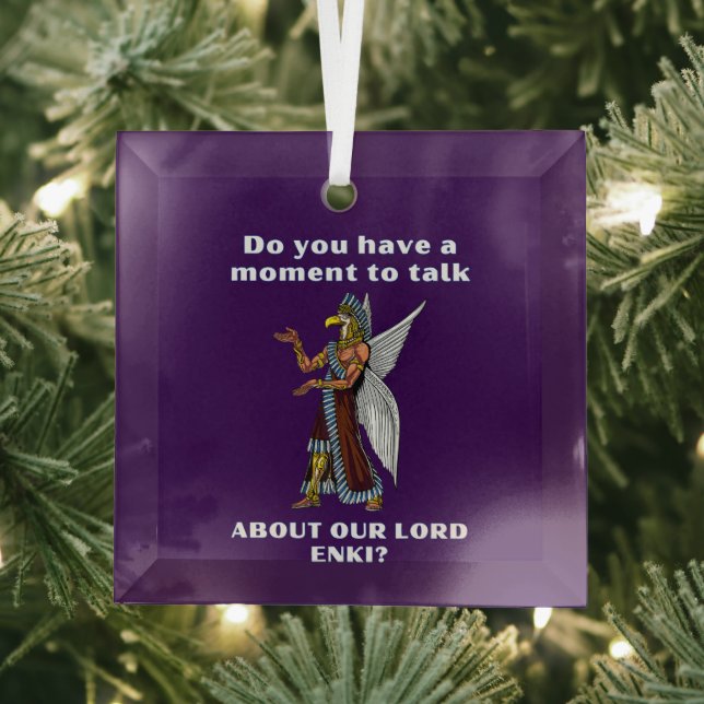 Funny Ancient UFO Annunaki Alien Glass Ornament (Insitu)