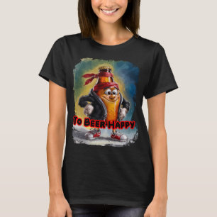 Funny and Colorful Beer Design on a Black T-Shirt