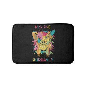 Funny and Colorful Pig Piglet Bath Mat
