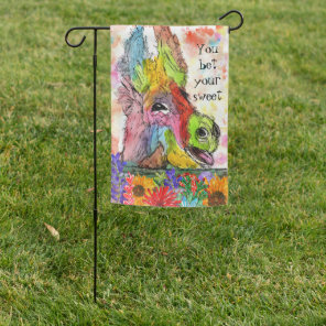 Funny and Colorful Watercolor Donkey  Garden Flag