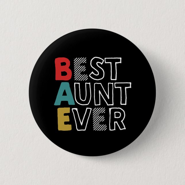 Funny and Cute Best Aunt Ever Cool Auntie Button (Front)