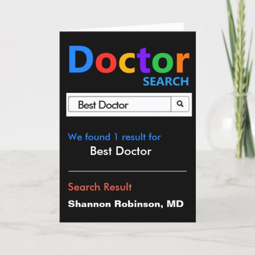 Funny and Cute Best Doctor Search Thank You Card