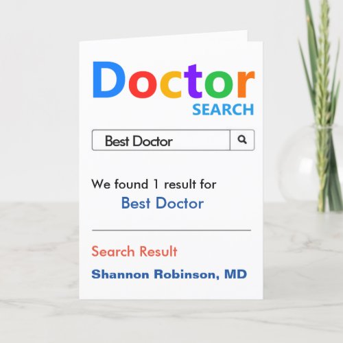 Funny and Cute Best Doctor Search Thank You Card