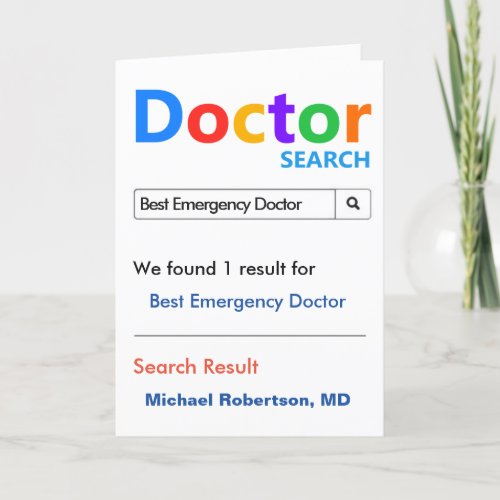 Funny and Cute Best Emergency Room Doctor Thank You Card