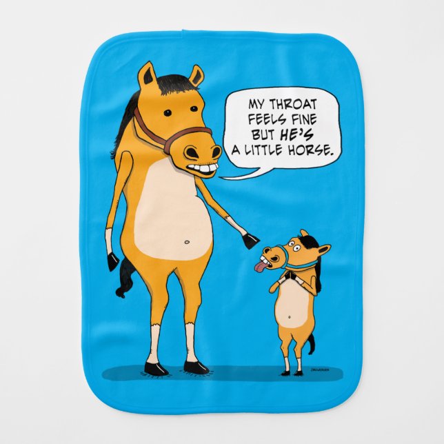 Funny and Cute Big Horse and Little Horse Baby Burp Cloth (Front)
