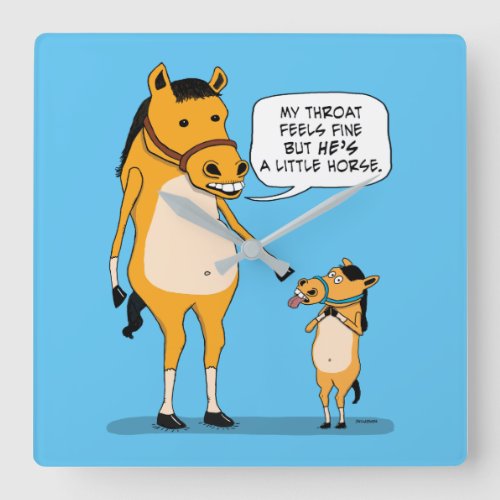 Funny and Cute Big Horse and Little Horse Square Wall Clock