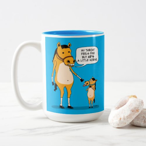 Funny and Cute Big Horse and Little Horse Two_Tone Coffee Mug