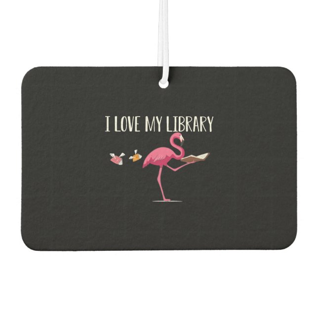 Funny And Cute Book Reading Flamingo Air Freshener (Front)