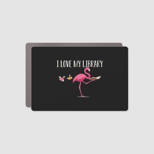 Funny And Cute Book Reading Flamingo   Car Magnet