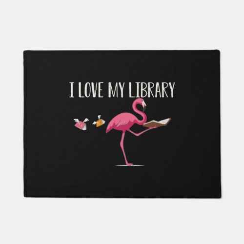 Funny And Cute Book Reading Flamingo   Doormat