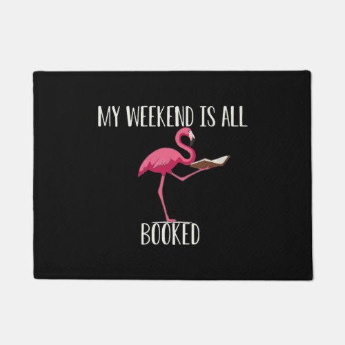 Funny And Cute Book Reading Flamingo Doormat