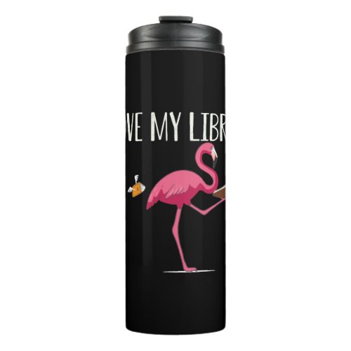 Funny And Cute Book Reading Flamingo   Thermal Tumbler