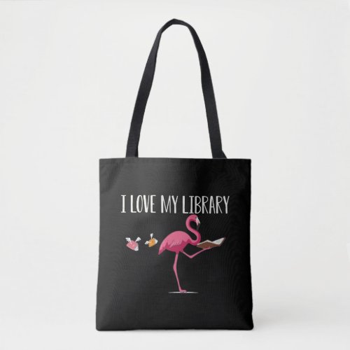 Funny And Cute Book Reading Flamingo   Tote Bag
