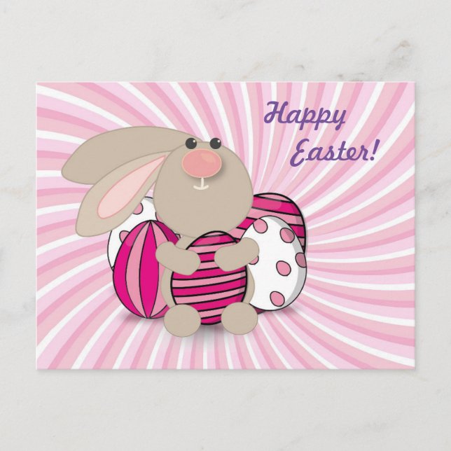 Funny and Cute bunny Easter Postcard (Front)