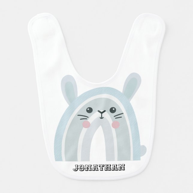 Funny and Cute Bunny Rainbow Baby Bib (Front)