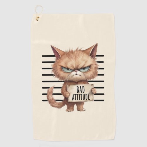 Funny and Cute Cat Mugshot Golf Towel